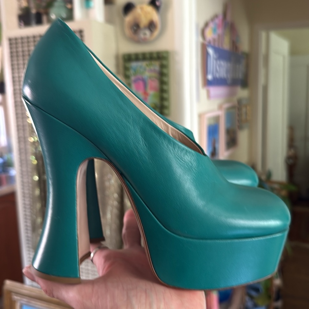 Miu Miu teal platform heels - Picture 15 of 15